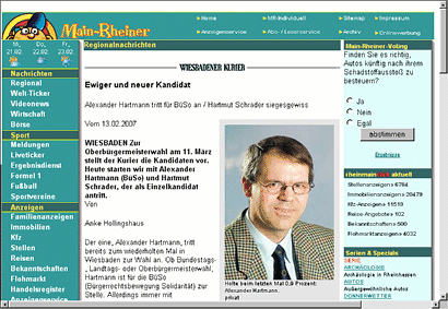 online-Ausgabe des WK mit Alexander Hartmann