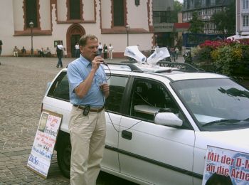 Lautsprecherdurchsage am Römerberg