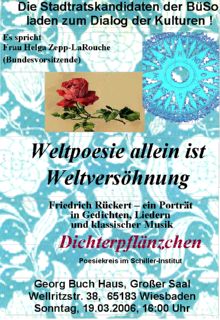 Plakat über die BüSo-Kulturveranstaltung